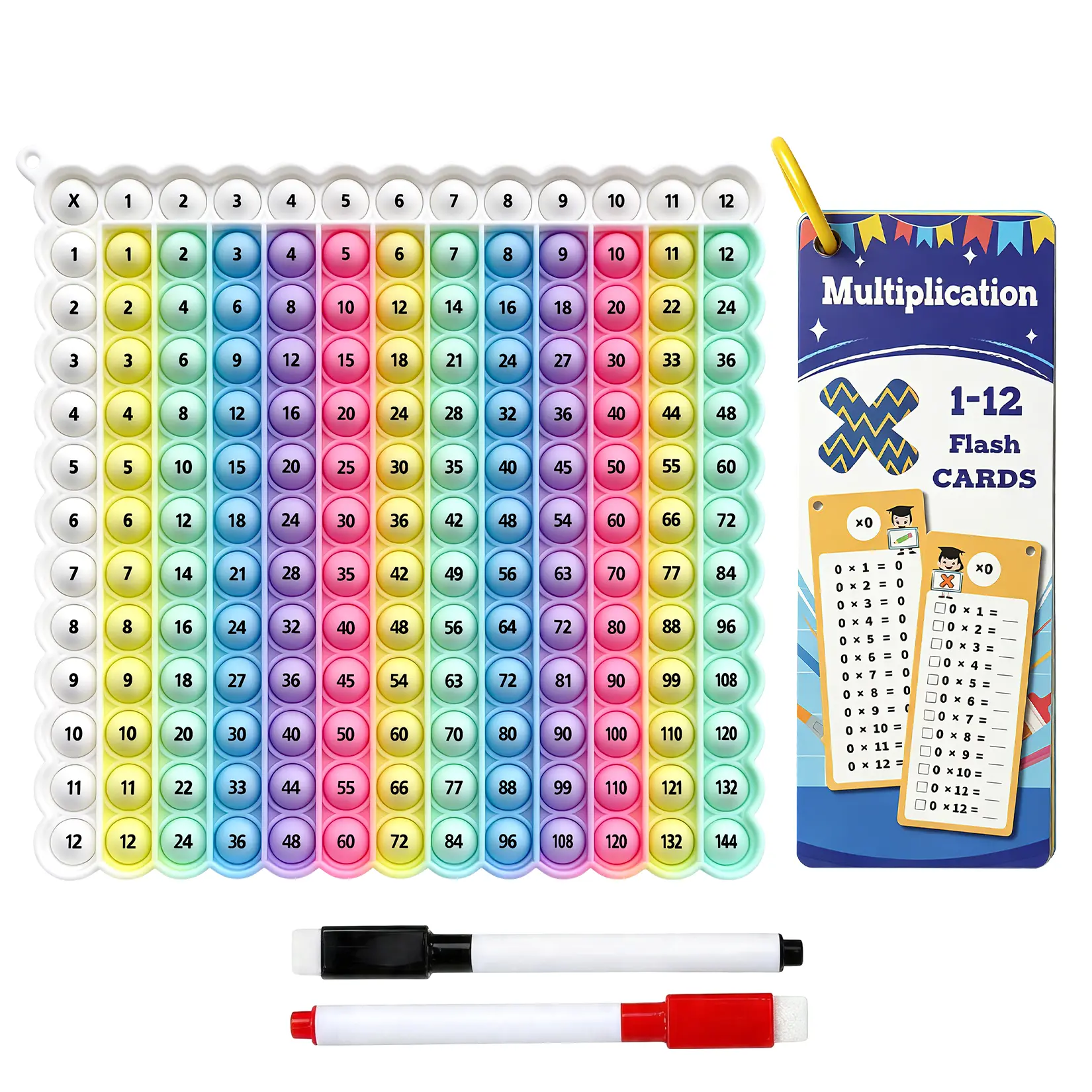 Multiplication Flash Cards Grade 3 Bouncing Stress Relief Toy Multiplication Bounce Cards Learning Educational Tool Educational Math Game Board Includes Marker Pen Multiplication Table 12×12 Math Addition Stress Relief Game Stress Relief Toy