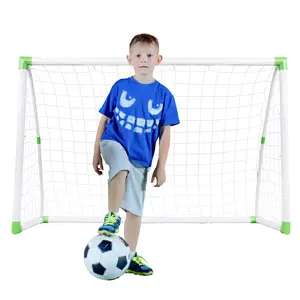 6x4ft PVC Tube Football Goal, Ground-Secured with Ground Nails & Net Buckles, Portable Easy-Setup Net, Complete Training Equipment for Youth Backyard Outdoor Sports