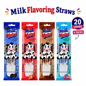Mild-Flavored Milk Straws – 4 Packs (5 Straws Each) Total 20 Straws in Subtle Chocolate (1 Pack), Strawberry (1 Pack) and Bubblegum(1 Pack), Cookies & Cream (1 Pack)Flavors