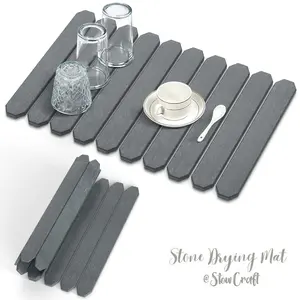 Large Gray Stone Dish Drying Mat - Super Absorbent, Heat Resistant Kitchen Counter Mat - Eco-Friendly Diatomaceous Earth Drying Rack for Sink - Non-Slip Tableware Drying Pad - Modern Gray Sintered Stone Design