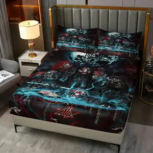 Sleep Token Fitted Sheet Set (3-Piece, 1 Fitted Sheet + 2 Pillowcases, No Pillow Inserts Included), Dark Art & Band Symbol Print, Soft Bedding, Perfect for Bedroom Decor, Ideal Gift for Sleep Token Fans, Bed Sheets Set