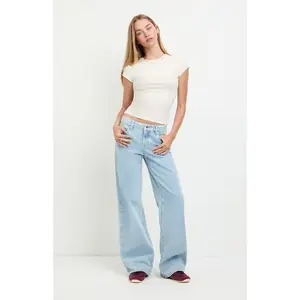 Pacsun Women's Casey Low Rise Baggy Jeans Light Indigo Washed