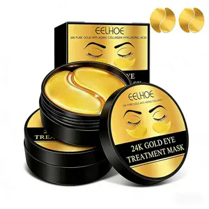 60Pcs 24K Gold Eye Mask, Anti-Wrinkle Hydrating Firming Under Eye Patches, Brightening Lifting Eye Skin Care