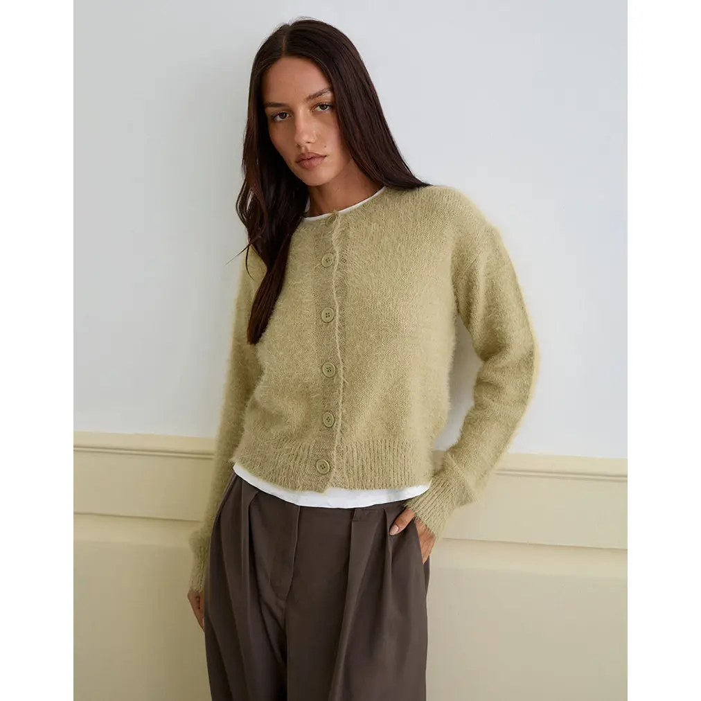 Audrina Cardigan in Fluffy Knit Sage