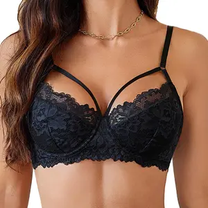 Avidlove Bras for Women Lace Underwire Bra Adjustable Strap Two Layer Bra V Neck Unlined Lingerie