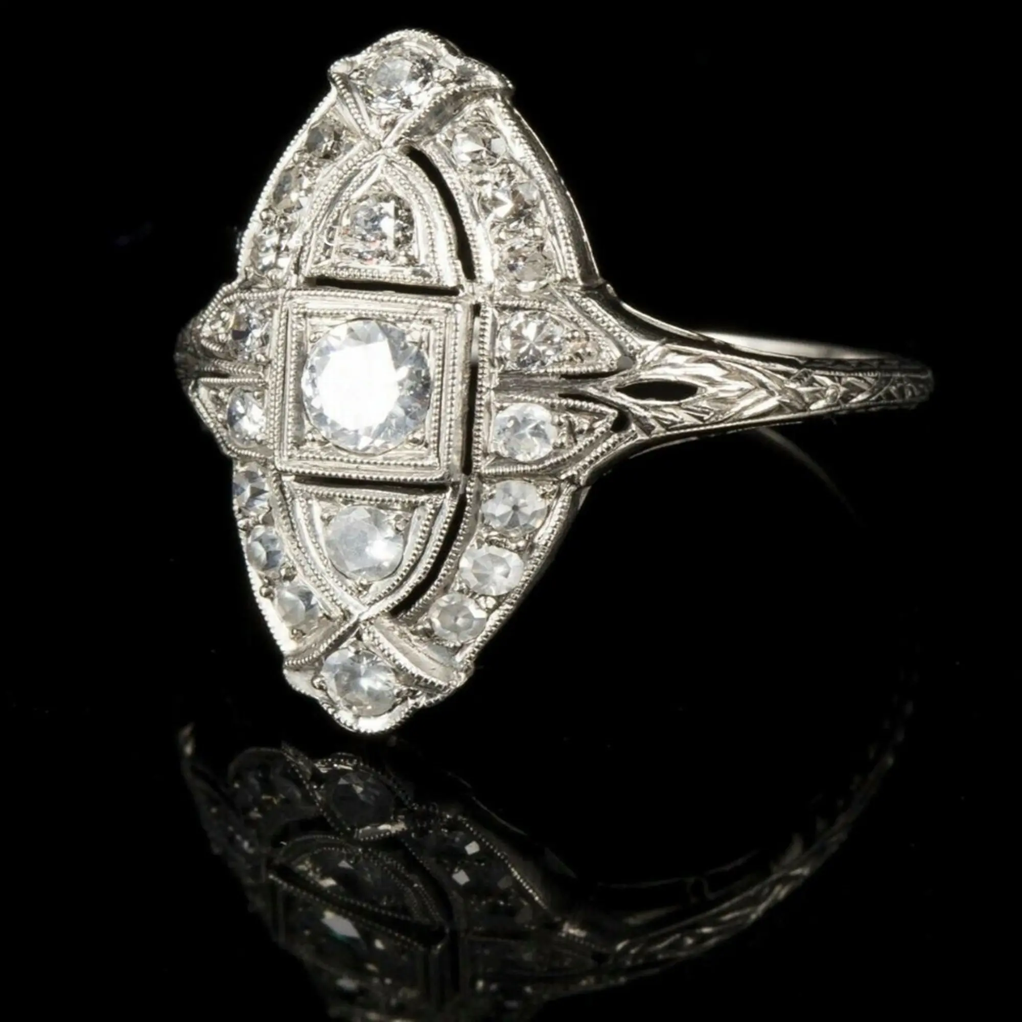 Vintage Art Deco Wedding Antique Ring For Gift 0.97 TCW Round CZ Stone 925 Sterling Silver, Bridal Rings, Round Cut Rings