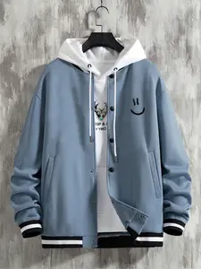 Men's Casual Thin Design Patchwork Jacket, Long Sleeve, Waterproof Windproof Outdoor Sports Coat, Outerwear, Perfect for Autumn Winter Weather Conditions