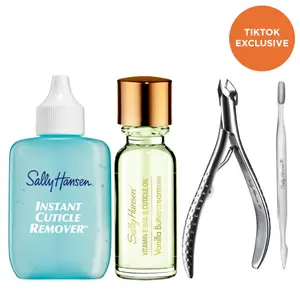Sally Hansen Essential Nail Cuticle Trio Bundle: Instant Cuticle Remover, Vitamin E Cuticle Oil, and Nipper w/ Pusher, Gentle Manicure, Chamomile, Apricot