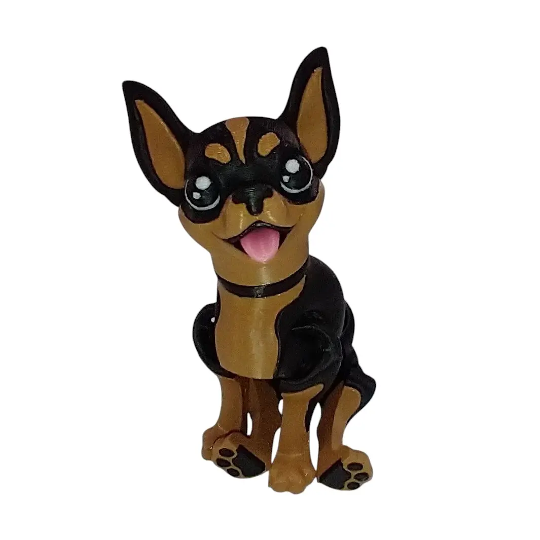 BS208Creations 3D Printed Articulating Chihuahua Figurine - PLA Plastic Artistic Ornament, 3" Long Adjustable Home Decor Statue for Modern Interiors