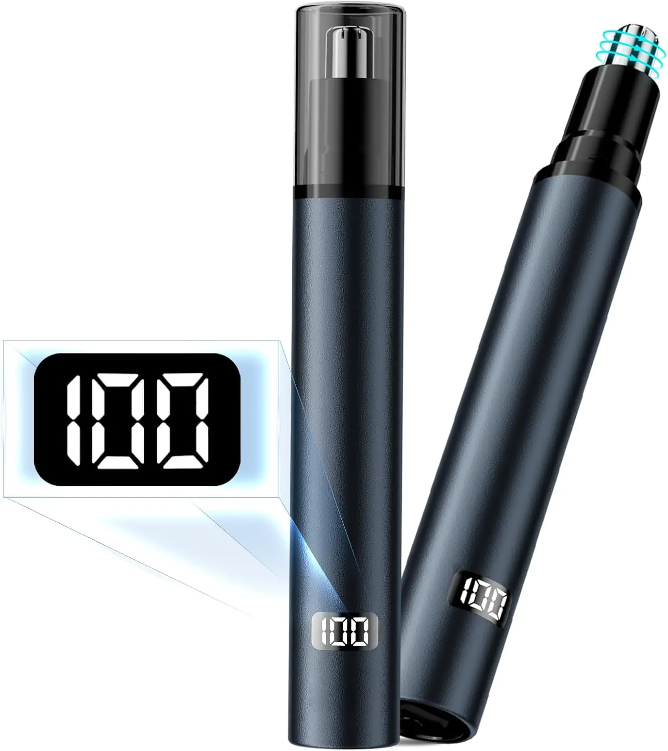 Nose Hair Trimmer for Men & Women - Professional Painless Eyebrow & Facial Hair Trimmer for Male and Female, Travel Ear and Nose Hair Clipper, USB Rechargeable Trimmers with LED Light Digital Display