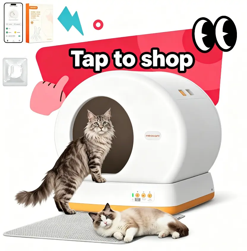 Meowant SC01 57.6L Automatic Litter Box - Self-Cleaning Litter Box, Odor-Free, Ultra-Quiet, App-Controlled, with Pee Guard, Auto Safety Stop, Mat, Liner for Multi-Pet Use, Self-Cleaning Litter Boxes