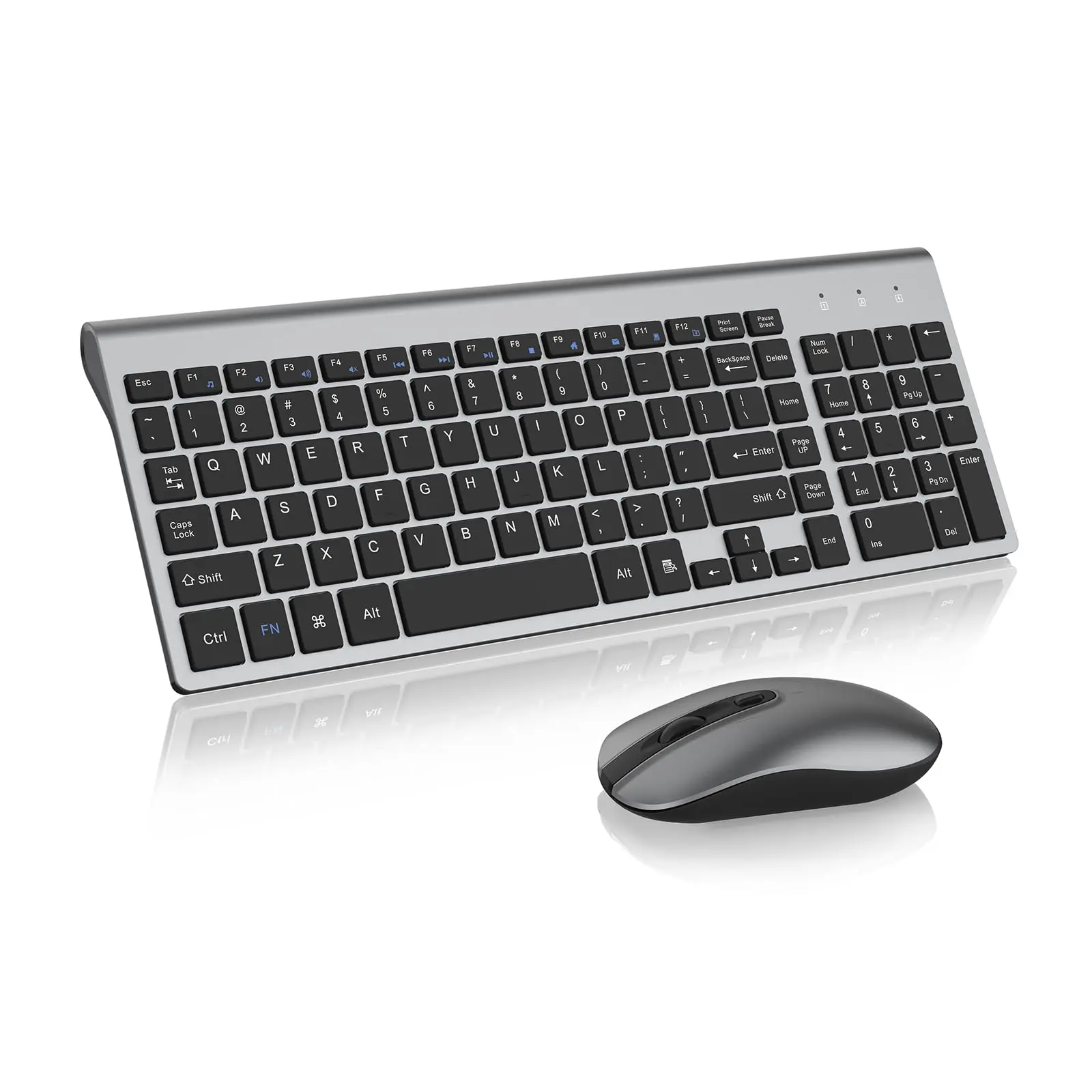 Cimetech Wireless Keyboard and Mouse Combo - 2.4G Compact Full-Size Ultra-Thin Sleek Set with USB Receiver, Gray for Windows Computers, Desktops, Notebooks, Wireless Keyboards Compatible, Wireless Keyboard Keyboards