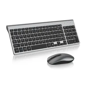 Wireless Keyboard Mouse Combo, cimetech Compact Full Size Wireless Keyboard and Mouse Set 2.4G Ultra-Thin Sleek Design for Windows, Computer, Desktop, PC , Notebook,USB Receiver Gray