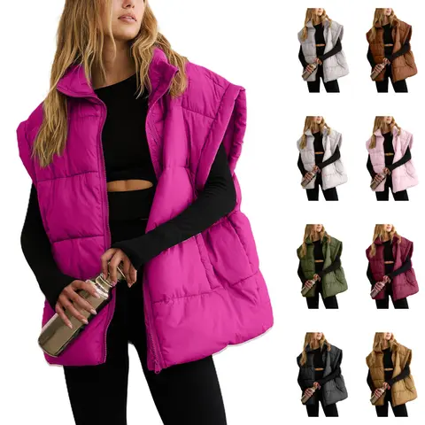 Molitree Women's Oversized Insulated Puffer Vest - Lightweight, Warm, Sleeveless, Pocketed Winter Casual Outerwear for Tops