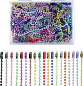 100 count Ball Beads Chain Bulk,Mixed Color  Rings Metal Chain,4 Inch  Tag Metal Small Chain with Connectors for Hanging Decoration