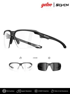 SCVCN GLA1 Photochromic Sports Sunglasses, UV400 Protection, Day & Night Use, Ultra Lightweight 27g, Shatter-Resistant PC Lenses, Wrap Around Frame for Running Cycling Hiking, Adjustable Nose Pads, 6 Stylish Color Options