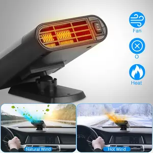 24V Car Truck Heater -200W Fast Heating & Fan Mode, 360 °   Adjustable, 2 in 1 Defroster Defogger Demister Windshield Heater Defog Defrost for Van Bus Camping Travel