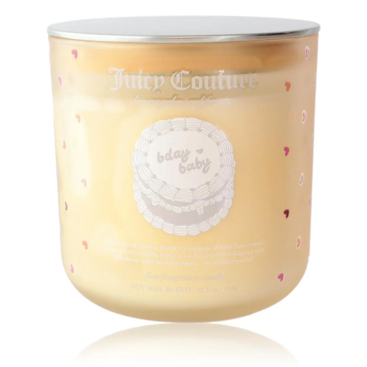 Juicy Couture Fine Fragrance Candle - 12.5 oz, Aroma with Vanilla Scents, Blueberry & Buttercream Icing, Birthday Cake Candles (Bday Baby), Gourmand Fruity, Added Fragrance Candles