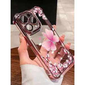 1pc New Electroplated Butterfly Airbag Anti-Fall/Thickened Transparent TPU Protective Case Compatible With IPhone 17 Air/17 Pro Max/16 Pro Max/16 Pro/16/13 Pro Max/12 Pro Max 11, 15 Pro Max, 14 Pro Max/Galaxy, SAM S25 Ultra/Honor/