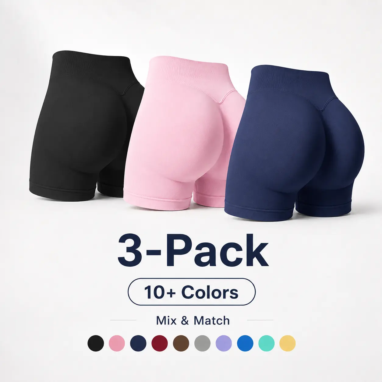 Women's Sporty Solid Color High Waist Biker Shorts - 360 Stretch Seamless Athletic Mini, Anti-Chafing Breathable Comfortable Skinny, for Yoga Gym, Summer Ladies Sportswear for Indoor Outdoor, Biker Shorts Women, Athletic Mini Women's Sports Shorts