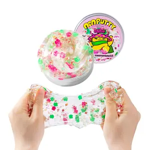 Slymu Ultra/Transparent Putty Slime - Clear, Sensory Fidget Toys, Sensory Squishy, Stress Relief, Glitter, Non Sticky, Party Favors for Kids, Birthday Gifts for Girls and Boys, Soft Squishy Sensory