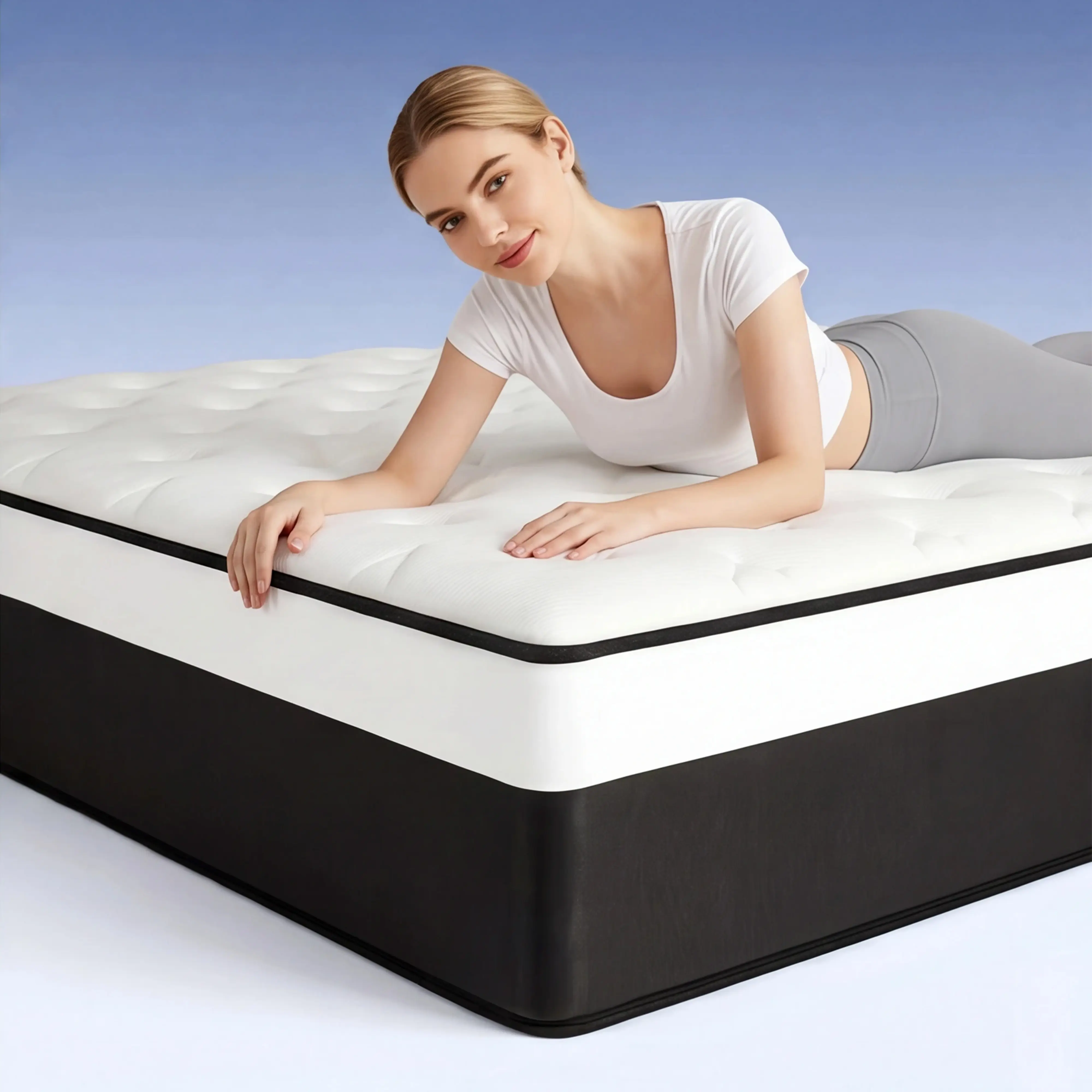 12-14 Inch Boxed Hybrid comfy Mattress, bedroom Memory Foam & Individual Pocket Coils Construction, Motion Isolation, Lumbar Support & Pressure Relief Comfort Bed Mattress, Queen Size Jelly Bed Mattress，innerspring compress mattress High Quality Mattress