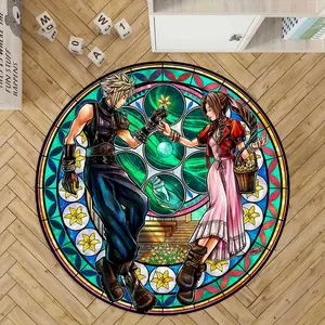 Colorful Glass Round Carpet, Cartoon Creative Home Decor Mat, Cartoon Pattern Rug, Home Decorative Rugs, Game Room Bedroom Living Room Kitchen Universal, Holiday Gift Choice