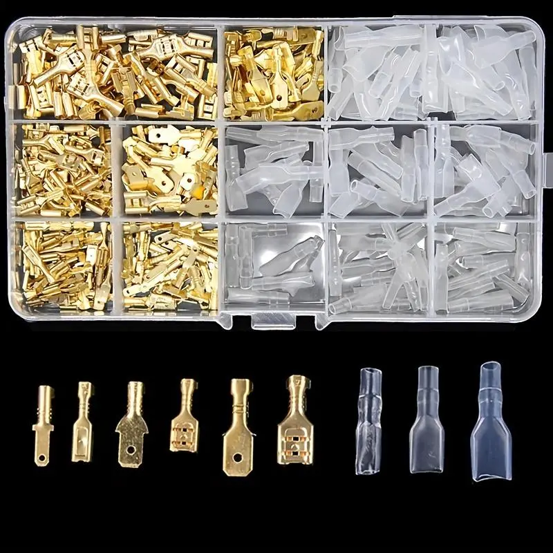 270pcs/set 2.8mm 4.8mm 6.3mm Plug Spring Female Male Spade Cold Crimp Terminals Connector Car Speaker Electrical Wire Connectors Set Solderless Crimp Connectors Durable Reliable Connectors