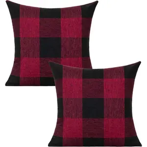 Red and Black Christmas Buffalo Plaid Throw Pillow Covers Set of 2