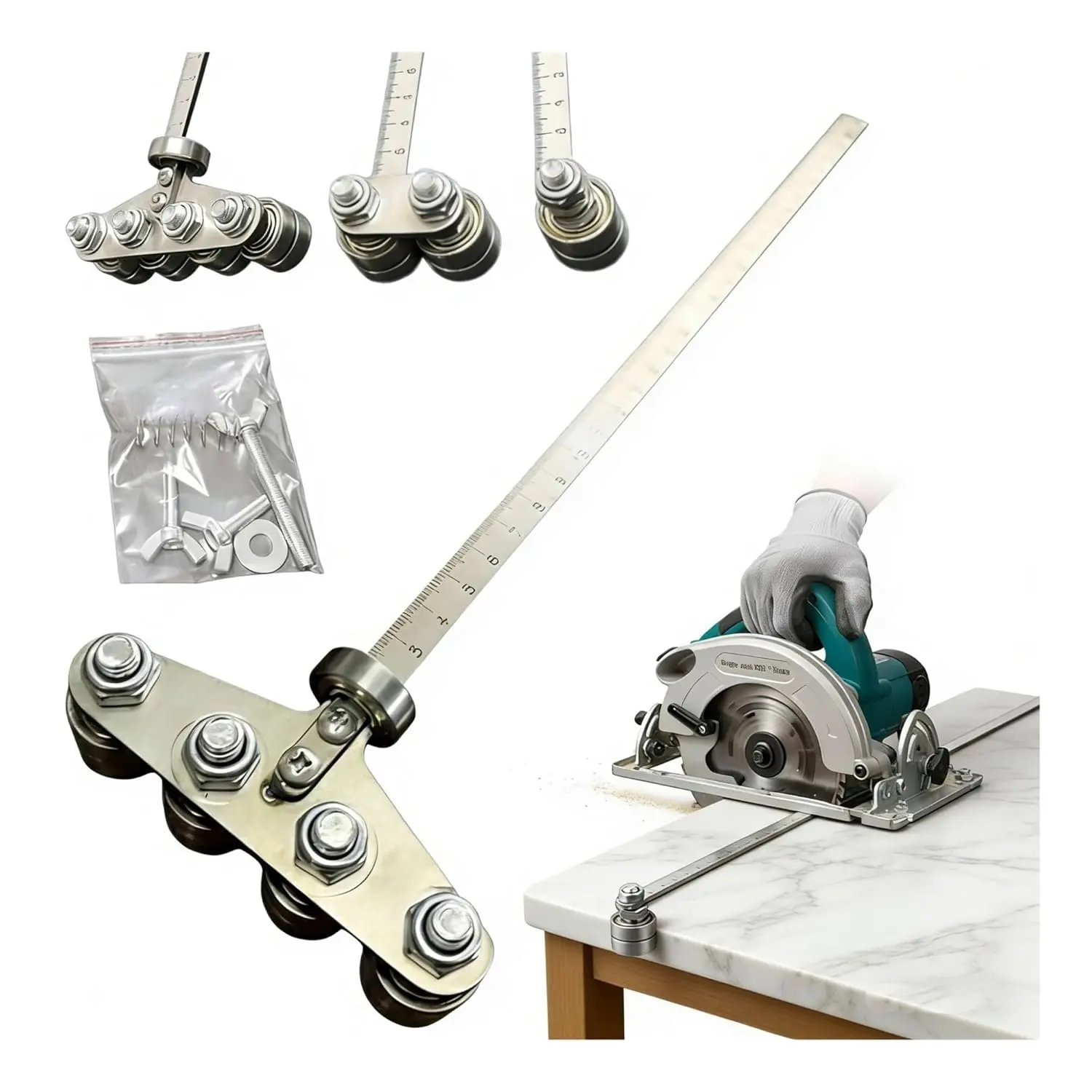 Stainless Steel Positioning Calipers - Hand Measuring Tool, Upgrade 4-Bearing 23.62in Adjustable Guide Rail, Gauge Divider Callipers, Caliper Spreader for Precise Wood & Circular Saw Cutting