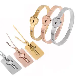 Love lock lovers bracelet necklace concentric interlocking suit for men and women