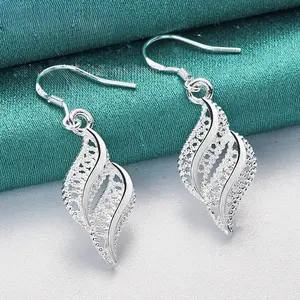 Women’s Silver-Plated Copper Leaf Drop Earrings, Lightweight Hypoallergenic Dangle Earrings, Elegant Nickel & Lead Free Jewelry for Daily Wear