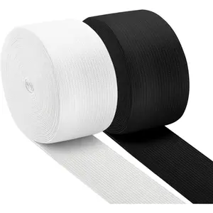 11 Yards 1.5 Inch Elastic Bands for Sewing High Elastic Spool Knit Heavy Stretch for Waistbands Pants Clothes and Crafts DIY, 2 Rolls, 5.5 Yards/Roll Black and White