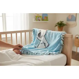 Cut & Tie Elephant Blanket with Red Nose Floral Pattern 48in x 60in Soft Fabric for Children's Rooms & Playrooms