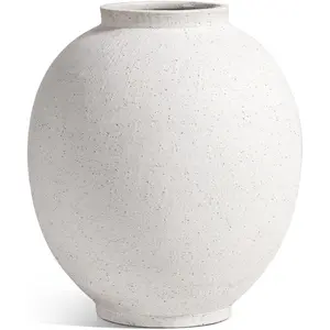 Le tauci ceramic rustic vase 98 inch minimalist flower vase farmhouse tall vase for table living room home decor bathroom holiday wedding set of 1 sandstone white