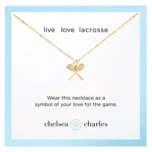 CC Sport Gold Lacrosse Charm Necklace