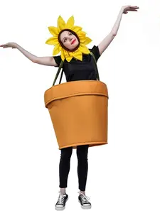 Funny Sun Flower Pot Planting Halloween Cosplay Costumes Stage Costumes Makeup Performance Costumes Role Playing Costumes