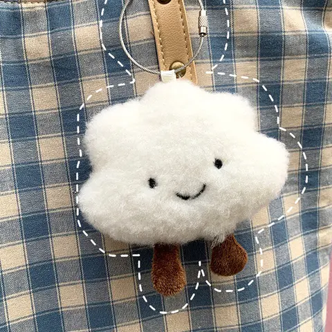 Cute cloud plush pendant, smiley face expression bag doll school bag keychain pendant, warm heal keychain decorative small items, school bag shoulder crossbody pendant, fashionable small exquisite cute pendant doll, Cute Charms Keychain, Keychain Kawaii