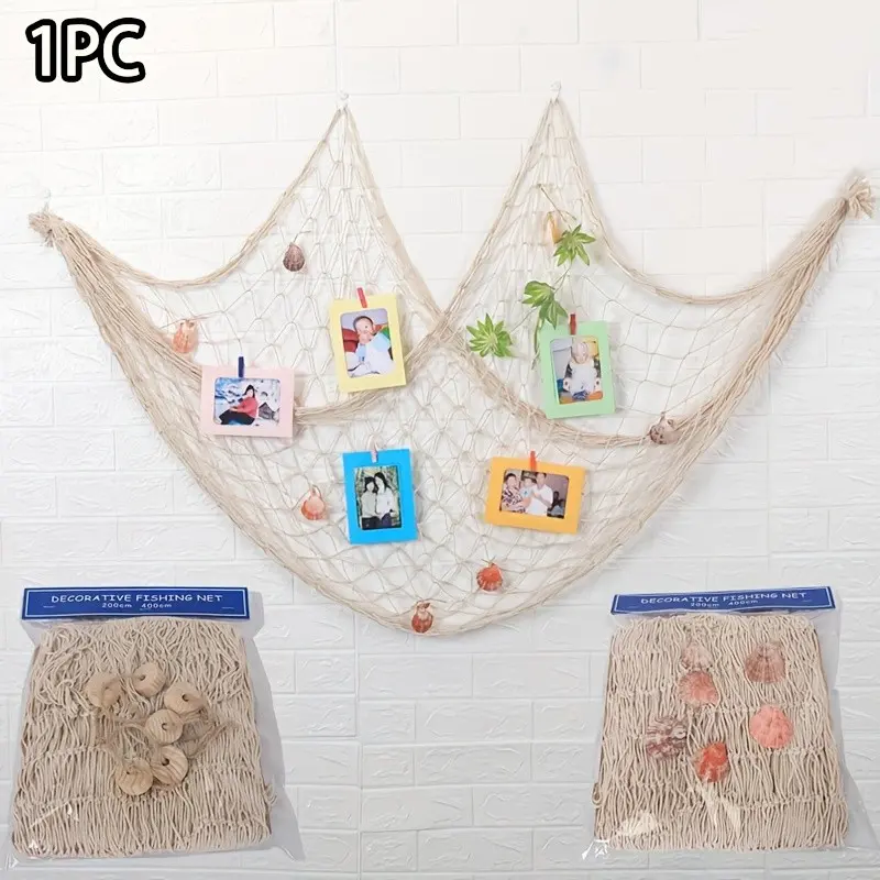 Naval Fishing Net Wall Hanging, Hawaiian Party Decor, Tropical Design, Ocean Theme, Perfect for Beach, Pirate, Mermaid Themes, Indoor/outdoor Decoration, Decorative Hanging Piece