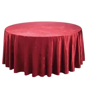 Premium Velvet 120" Round Tablecloth Red - Reusable Soft & Seamless Table Cover