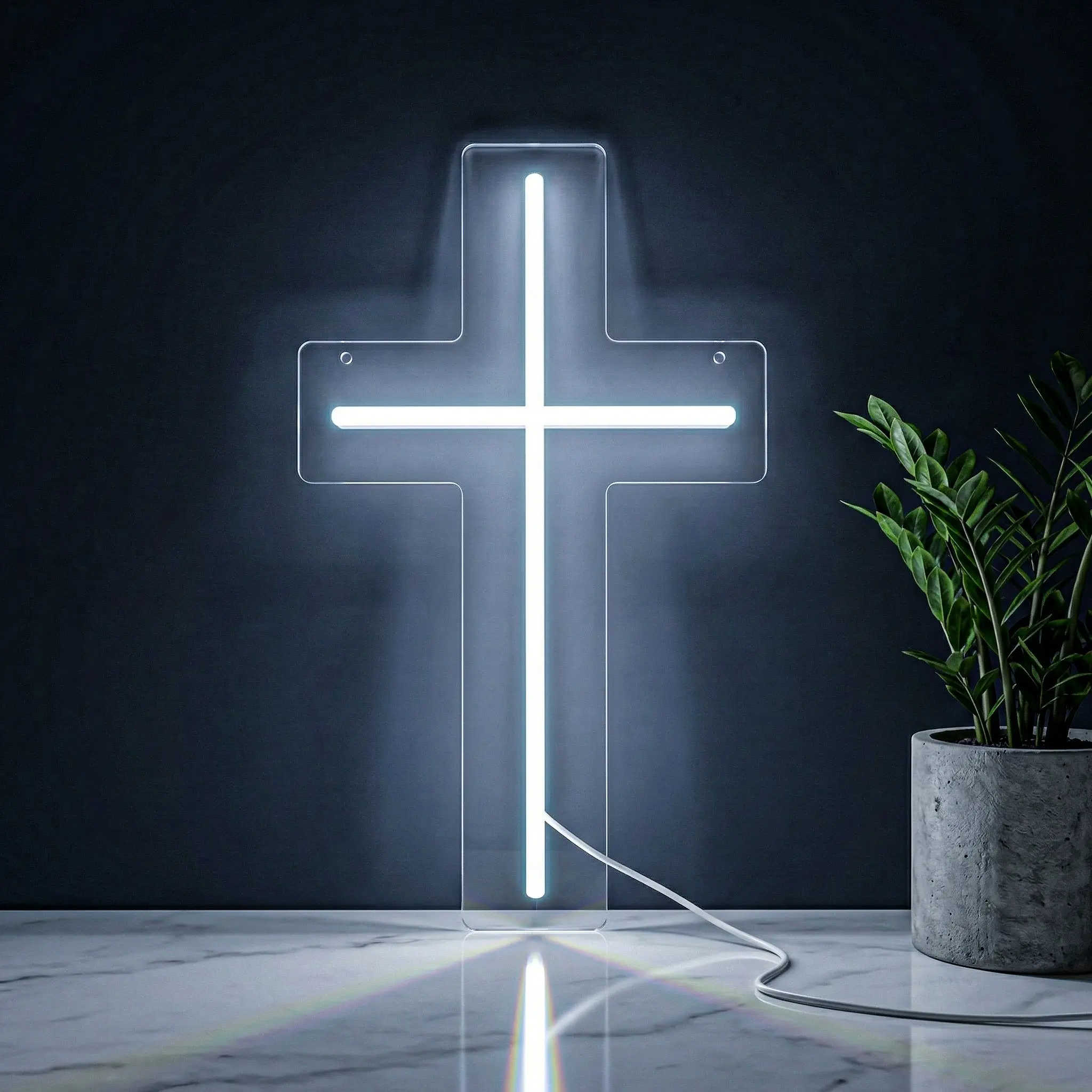 LED Cross Neon Sign, Acrylic Holy Cross Wall Light, Christian Faith Wall Art Decor, Religious Home Decor, Bedroom, Prayer Room, Church, Baptism Easter Gift, Religious Decorations