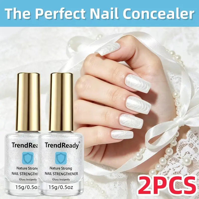 Natural Nail Strengthener with Pearly Silver Gloss, Liquid Treatment to Reduce Breakage and Provide Daily Care for Adults, Nail Care, Weak Nails Care