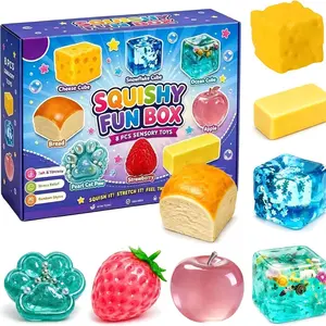 8-Piece Set Squishy Box, Malt Sugar Stress Relief Fidget Toys, Sensory Bundle, Creative Slow-Return Squishy, Party Gift, 8 Different Styles