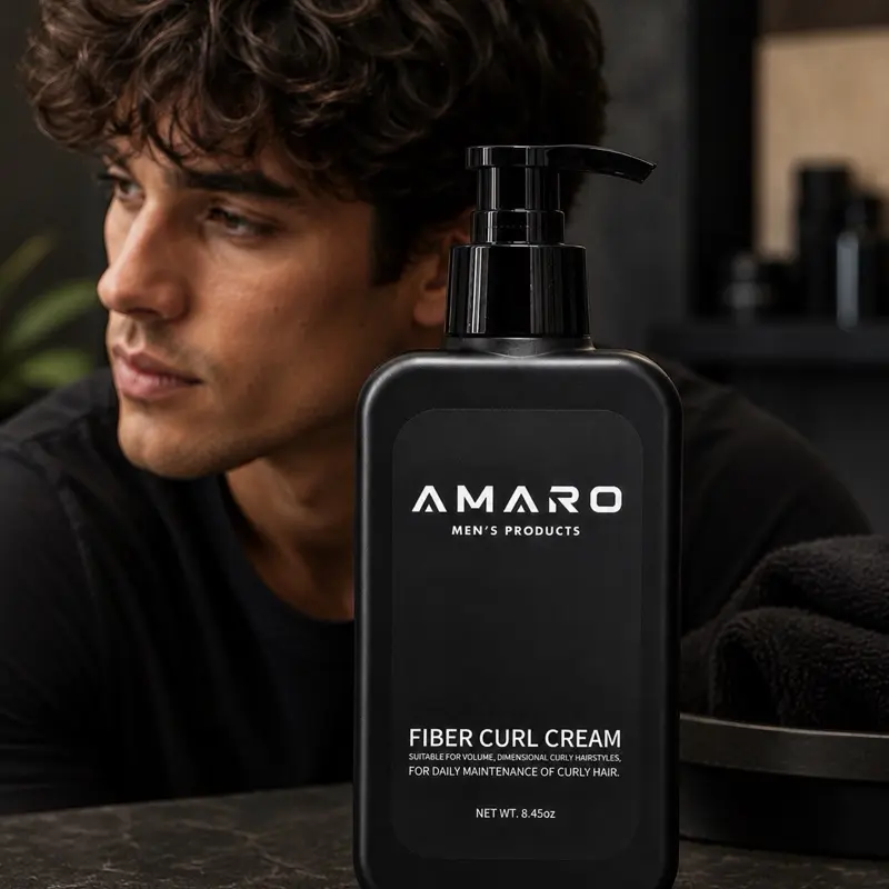 AMARO Fiber Curl Cream for Men – Define, Moisturize & Control Curls | 8.45 oz