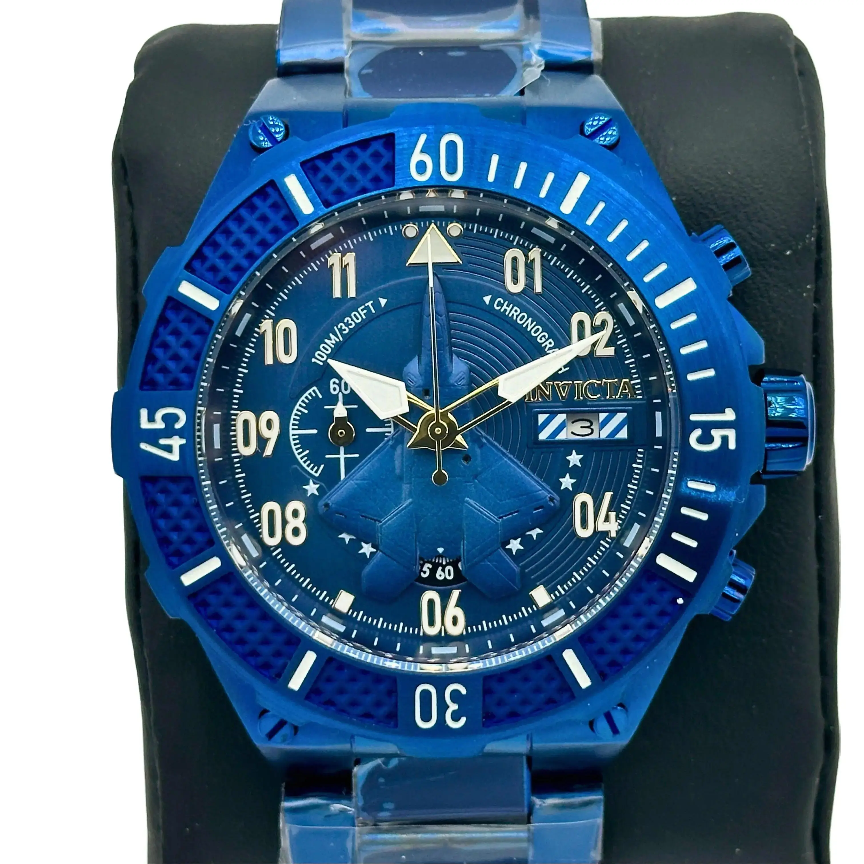 Invicta Men's 50mm AVIATOR AIRLIFT Chronograph Watch - Blue Dial, Stainless Steel, Casual Analog, Quartz Analog, Multifunctional, Casual Analog Watch, Quartz Analog Watch