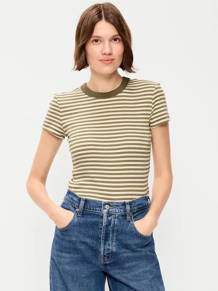 Old Navy Women's Snug Crew-Neck Ribbed T-Shirt