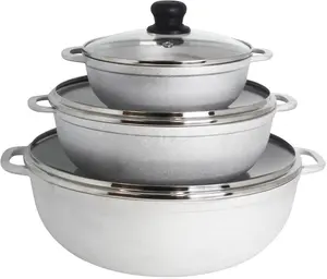 IMUSA 1.5/3.5/7.0qt Cast aluminum Caldero 3pc Set with Glass Lid - 18/24/30cm