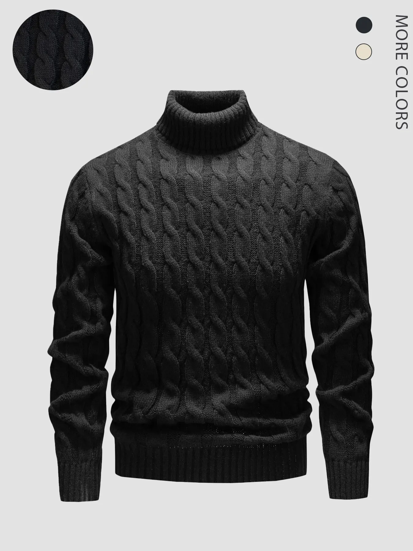 Men's Vintage Thick Knit High Neck Sweater, Casual Fitted Plain Pullover, Multi-Color Options, Warm Comfortable Fall & Winter Essential