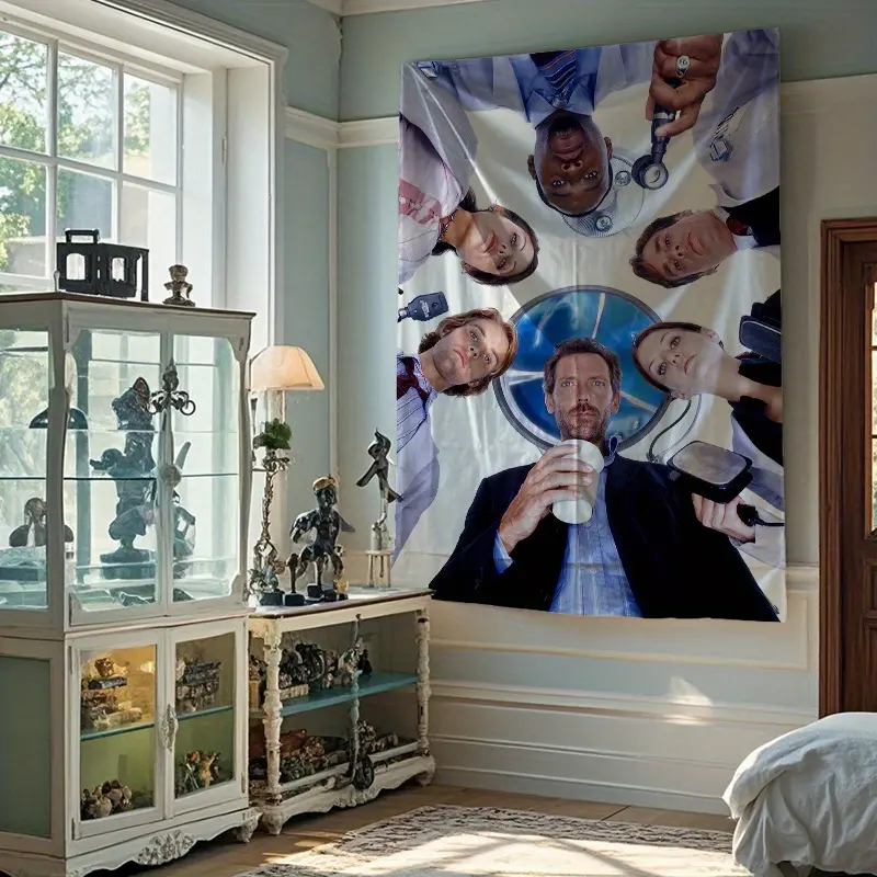 House M.D. TV Show Polyester Tapestry - 100% Soft Peach Light Beige Fabric, Wrinkle-Resistant, Lightweight Wall Hanging Decor for Dorm, Living Room - Perfect Gift for Fans, Birthday, Christmas