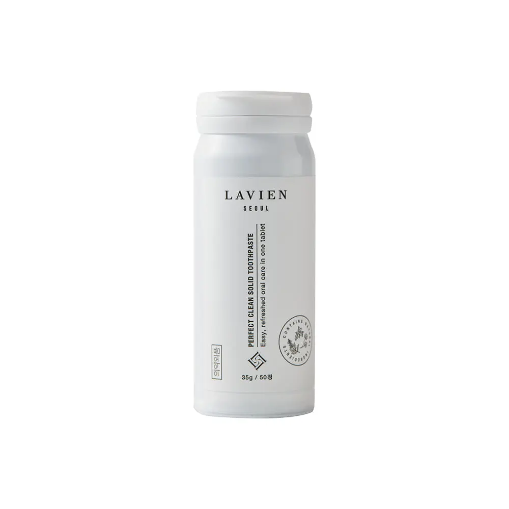 Lavien Beauty Fluoride Solid Toothpaste Tablets (1000 ppm) - Non-Medical, Natural Eco-Friendly Foaming Oral Care for Adults, Cleansing, Gum Health Support, Bad Breath Prevention, Unscented Sustainable Option, No